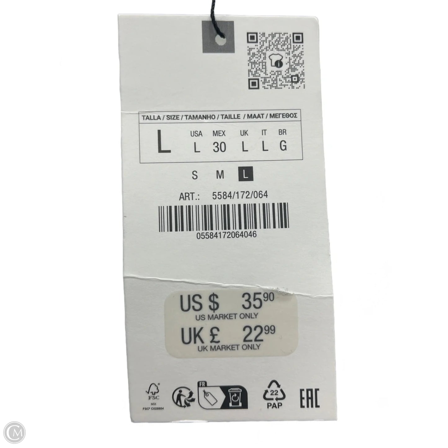 New! Dress Casual Short By Zara In Striped Pattern, Size: L