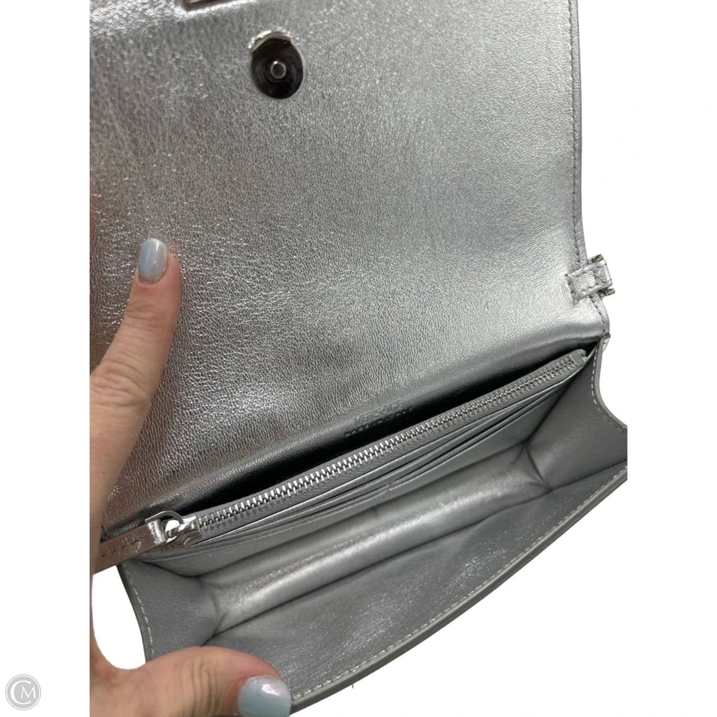 Versace Greca Metallic Luxury Wallet On A Chain