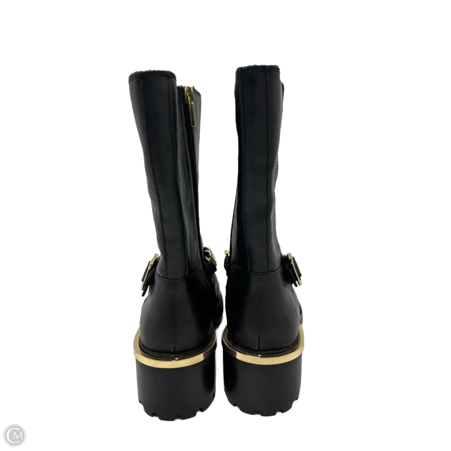 Boots Mid-Calf Heels By Vince Camuto In Black & Gold, Size: 7