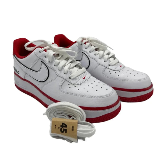 New! Nike Air Force Hello Design Shoes In Red & White, Size: 8.5