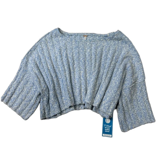 Sweater Short Sleeve By Free People In Blue & White, Size: M