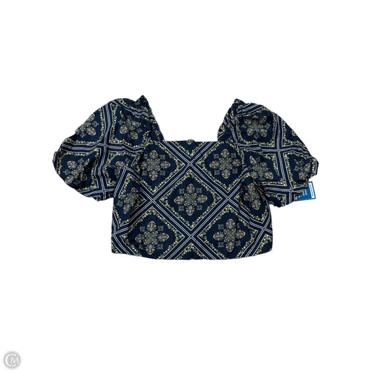 Top Short Sleeve By Loft In Navy, Size: L