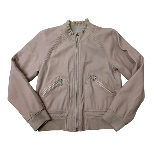Jacket Leather By Rebecca Taylor In Pink, Size: S