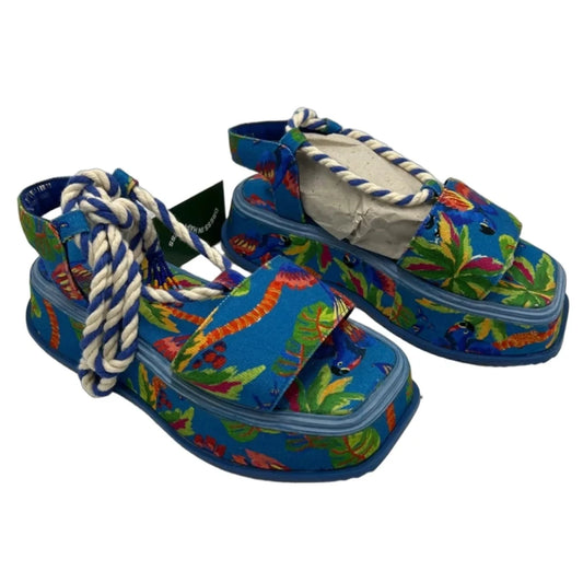 New! Sandals Heels Block By Farm Rio In Blue, Size: 8