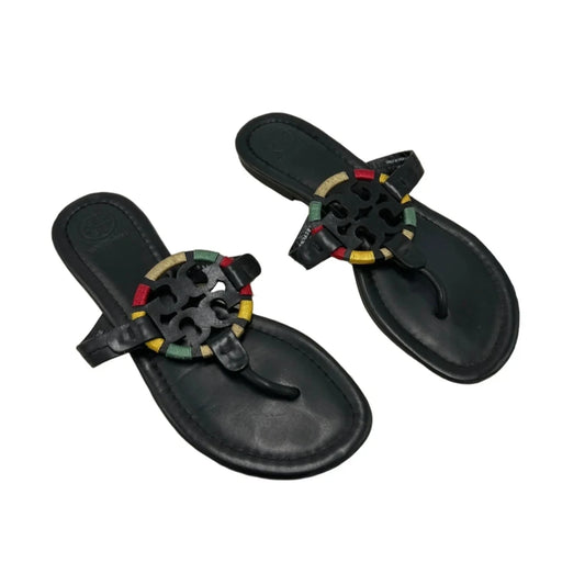 Tory Burch Miller Designer Sandals In Black & Green, Size: 7.5