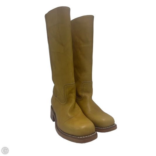 Boots Designer By Frye In Brown & Yellow, Size: 9