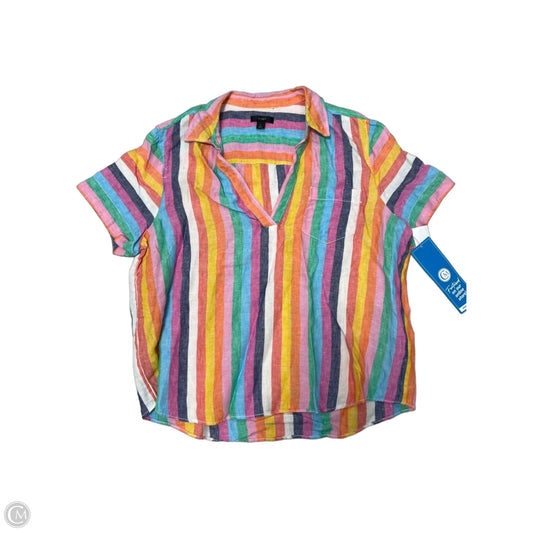 Top Short Sleeve By J. Crew In Rainbow Print, Size: L