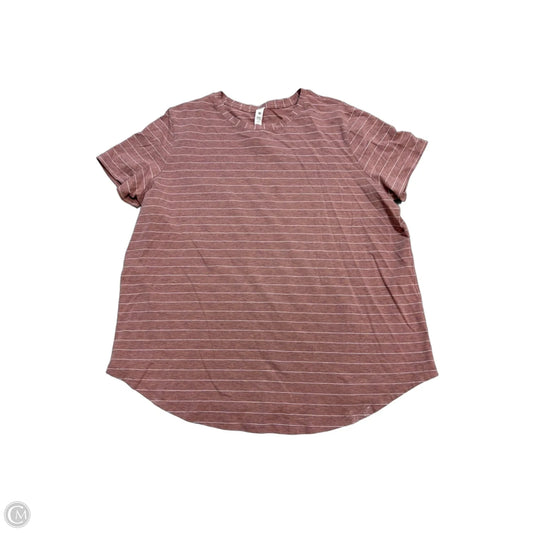 Athletic Top Short Sleeve By Lululemon In Red & White, Size: L