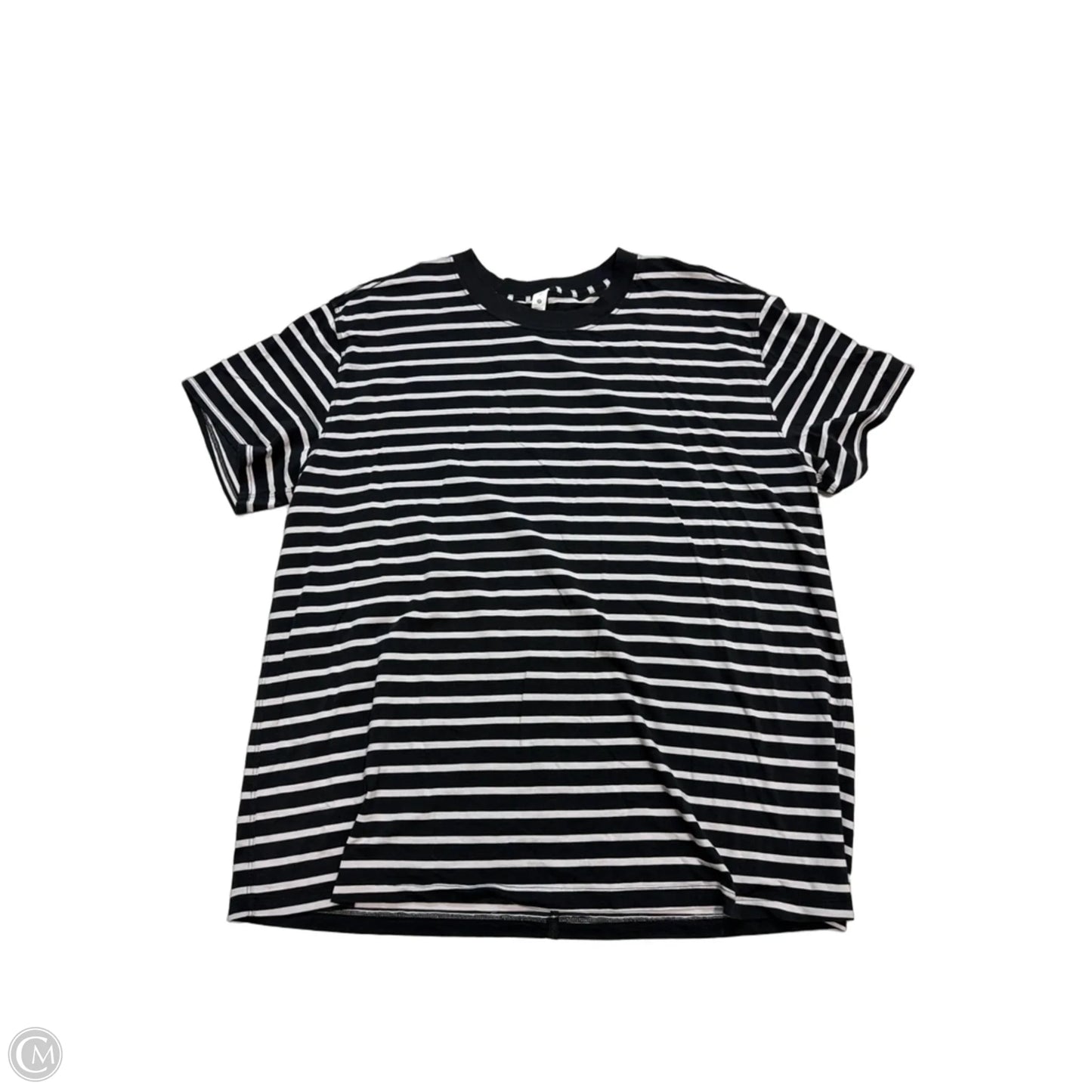 Athletic Top Short Sleeve By Lululemon In Striped Pattern, Size: L