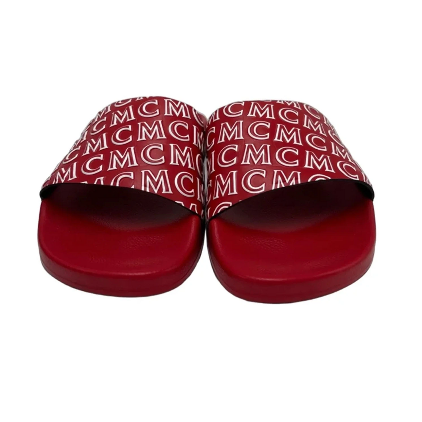 MCM Firefly Red Logo Print Luxury Sandals , Size: 7