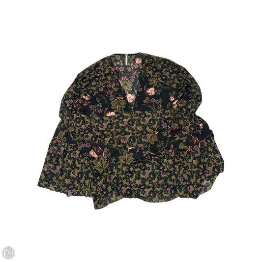 Top Long Sleeve By Free People In Black & Green, Size: M