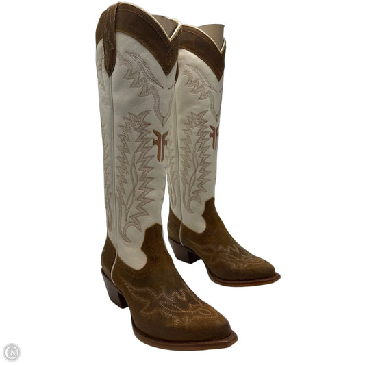Frye Designer Boots in Brown & White, Size 7.5
