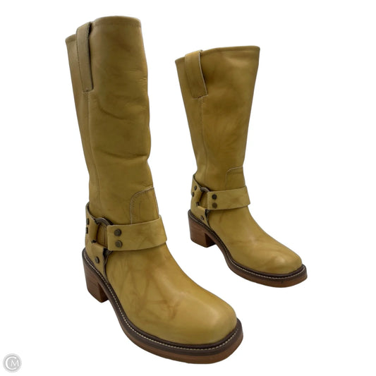 New! Frye Kate Harness Designer Boots in Tan / Yellow, Size 7.5