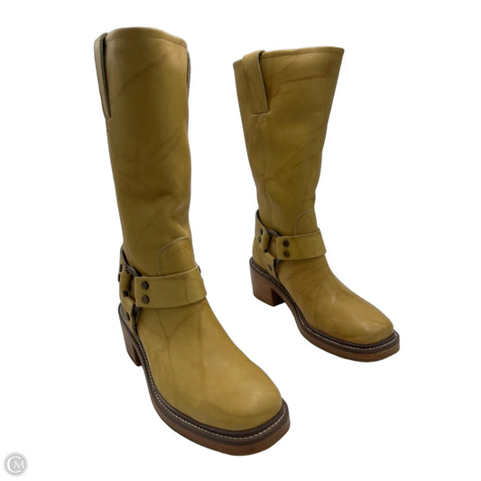 New! Frye Kate Harness Designer Boots in Tan / Yellow, Size 8
