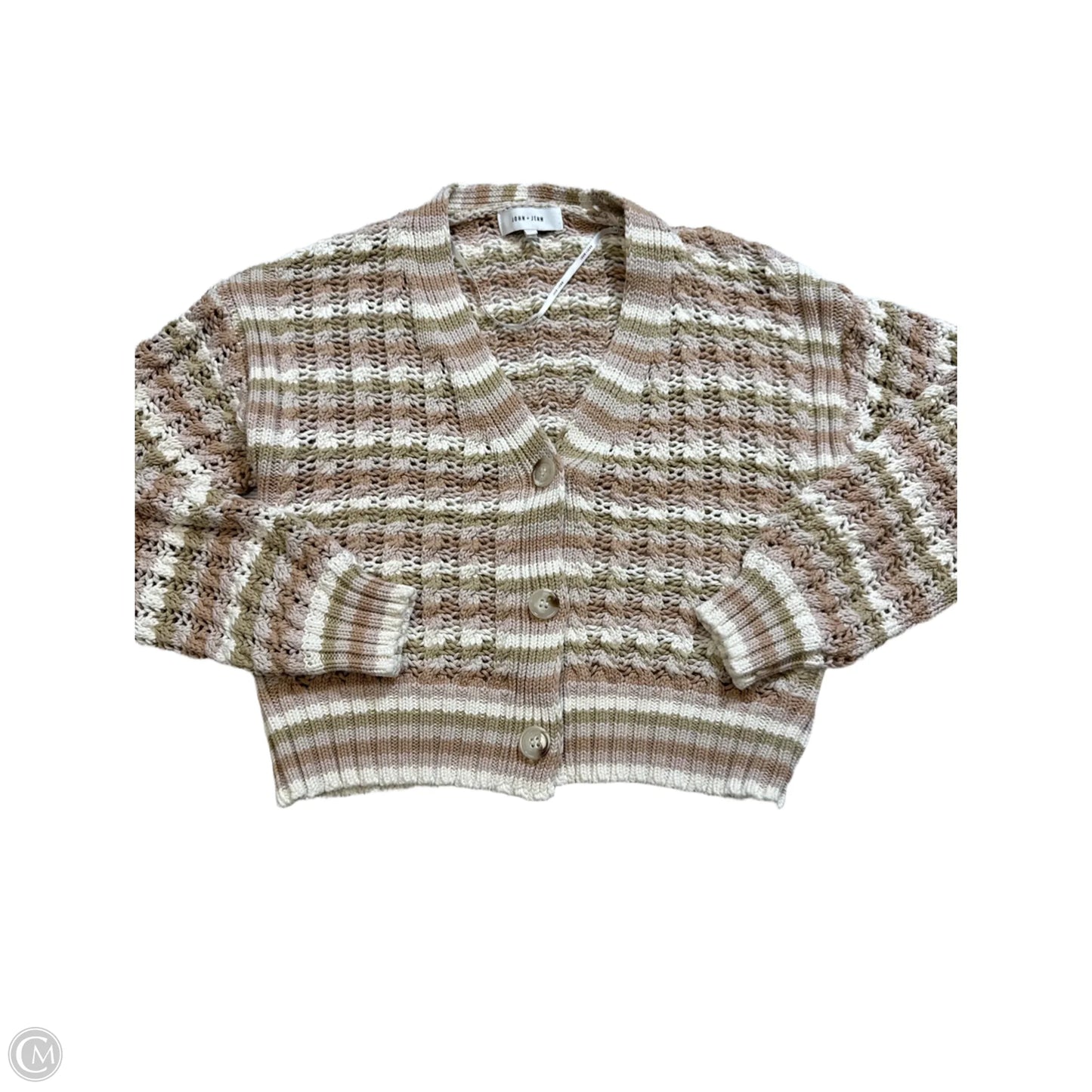 Sweater Cardigan By John + Jenn In Striped Pattern, Size: M