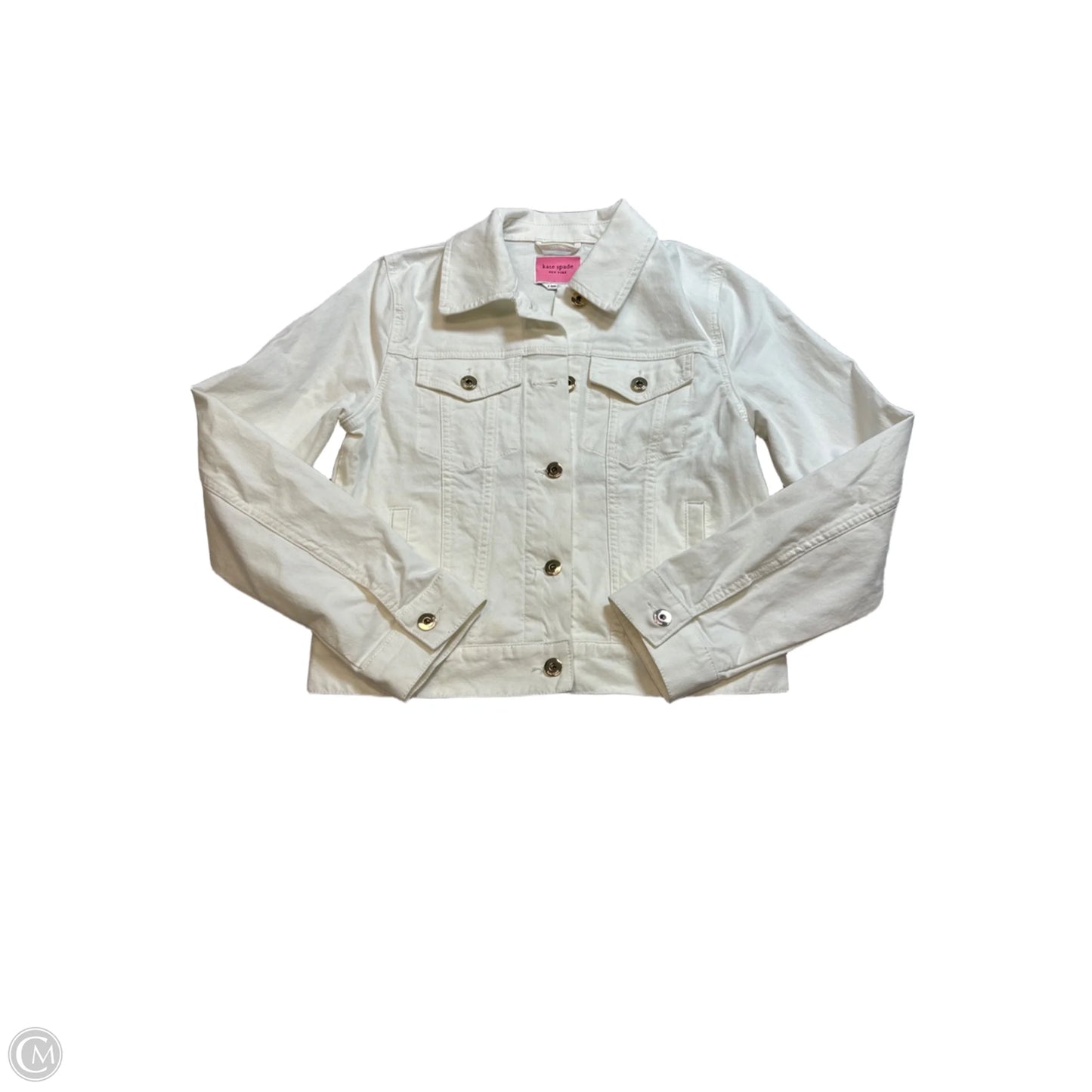 Jacket Designer By Kate Spade In White, Size: S