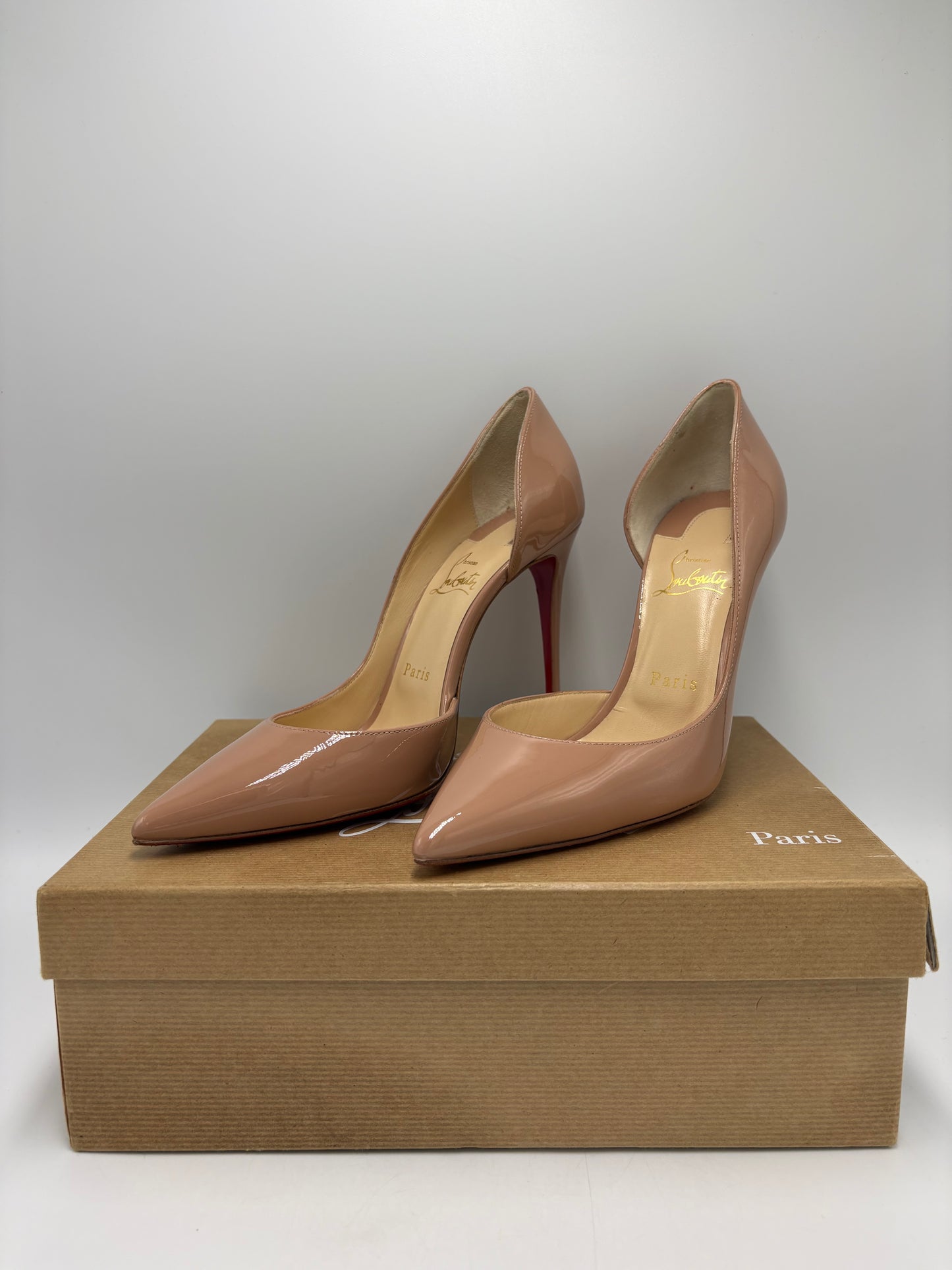 Christian Louboutin Iriza 100 Patent Leather Heels Luxury Designer By Christian Louboutin, Size: 9 / 39