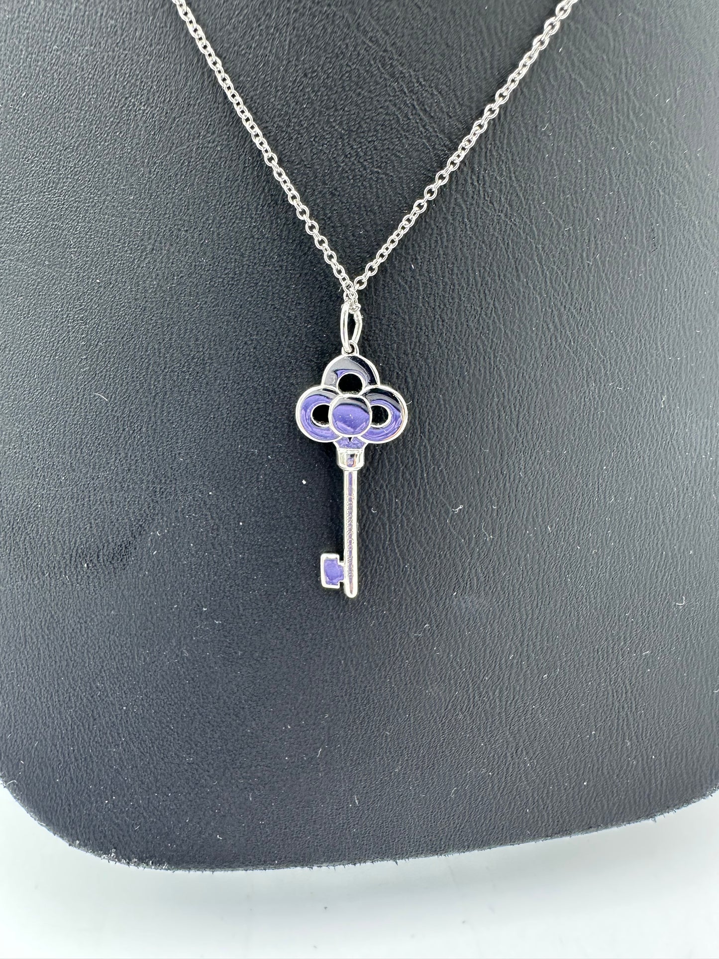 Tiffany & Company Luxury Crown Key 18K White Gold with Diamonds Necklace