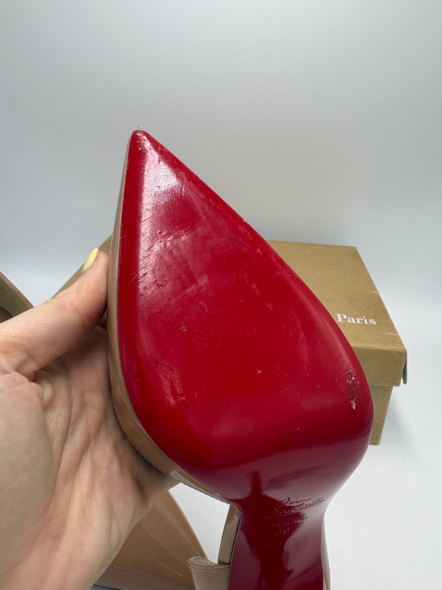 Christian Louboutin Iriza 100 Patent Leather Heels Luxury Designer By Christian Louboutin, Size: 9 / 39