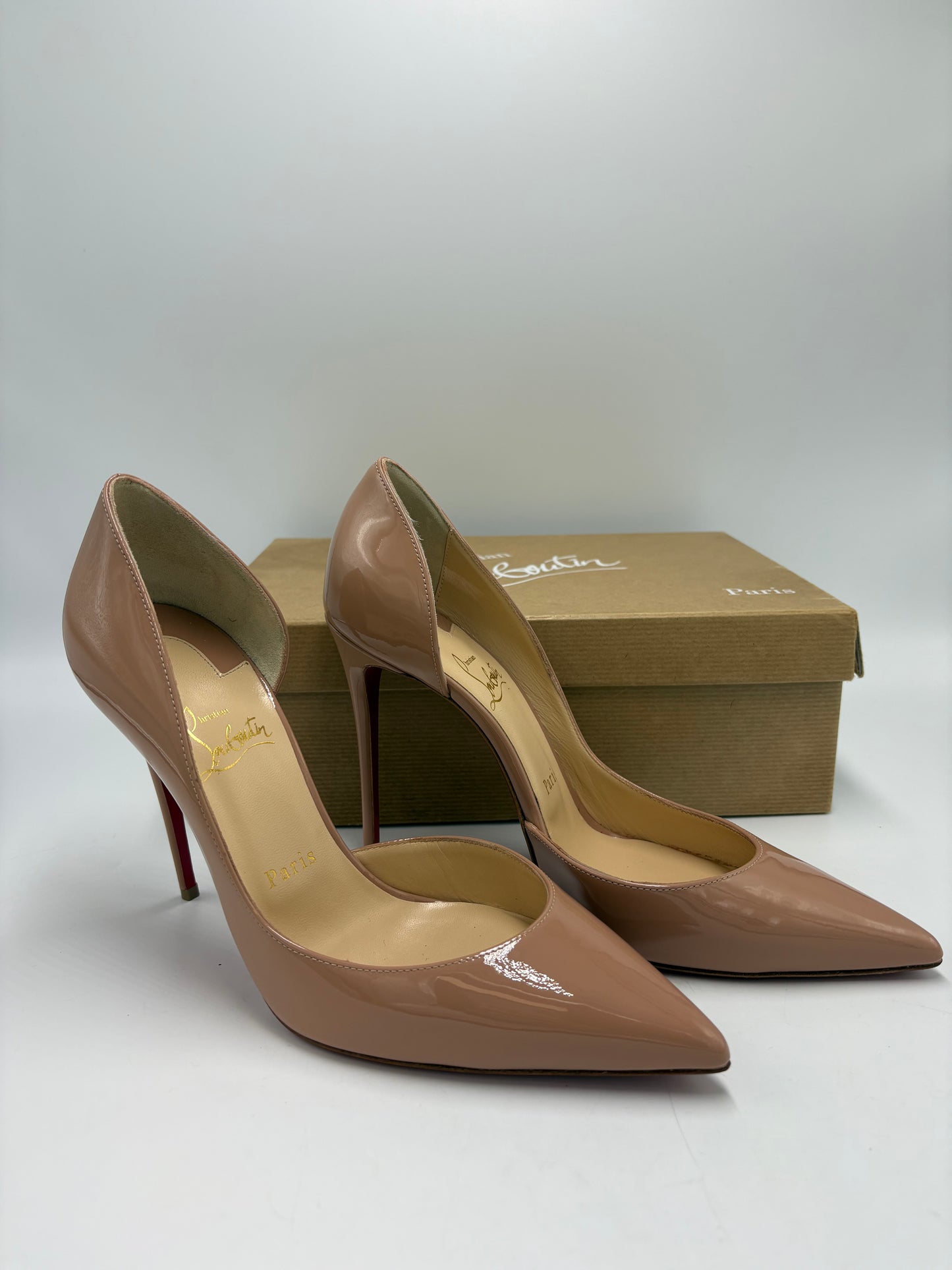 Christian Louboutin Iriza 100 Patent Leather Heels Luxury Designer By Christian Louboutin, Size: 9 / 39