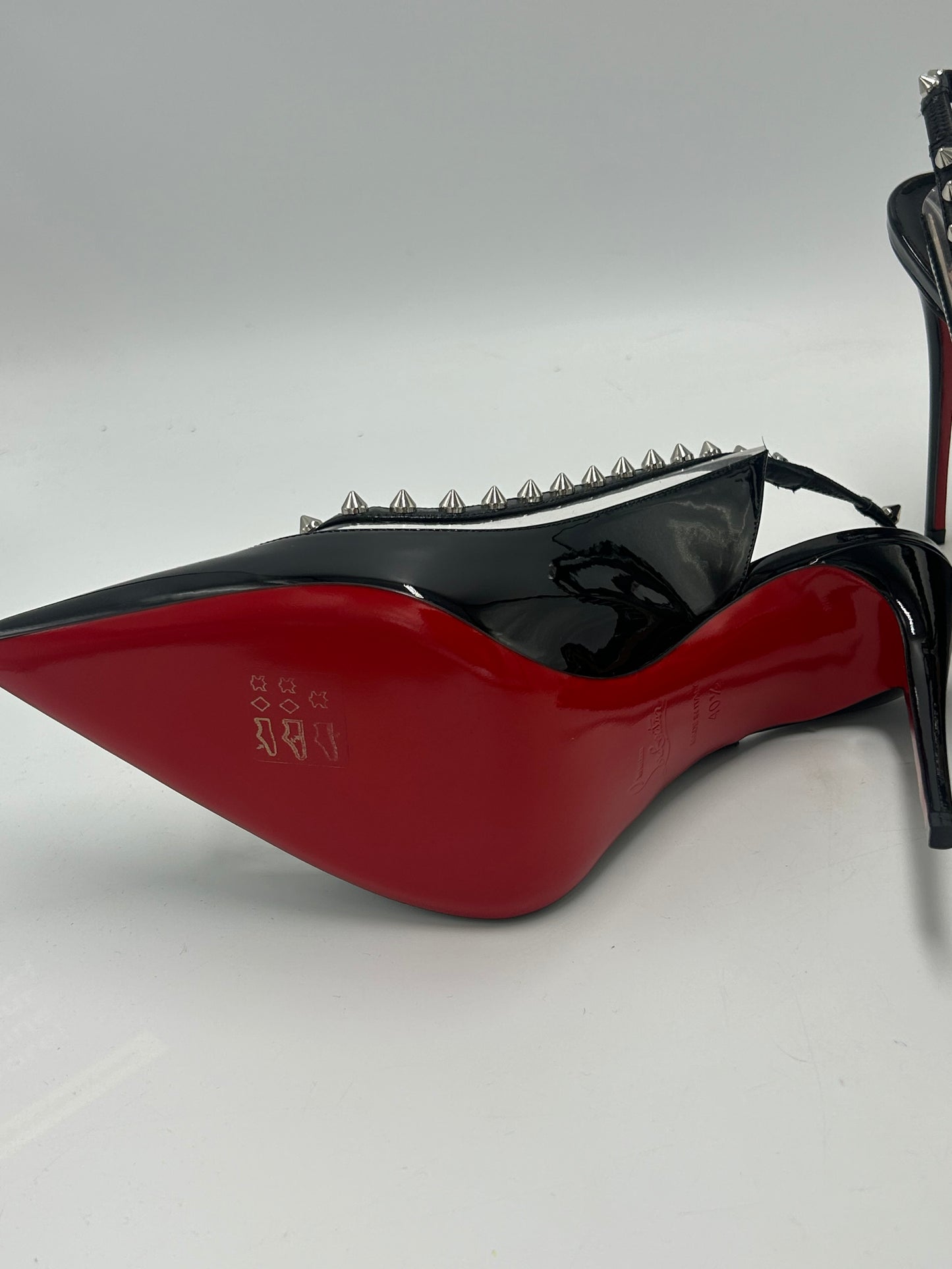 Christian Louboutin Brigadine Spike Luxury Slingback Designer Shoes, Size: 10.5 (40.5)