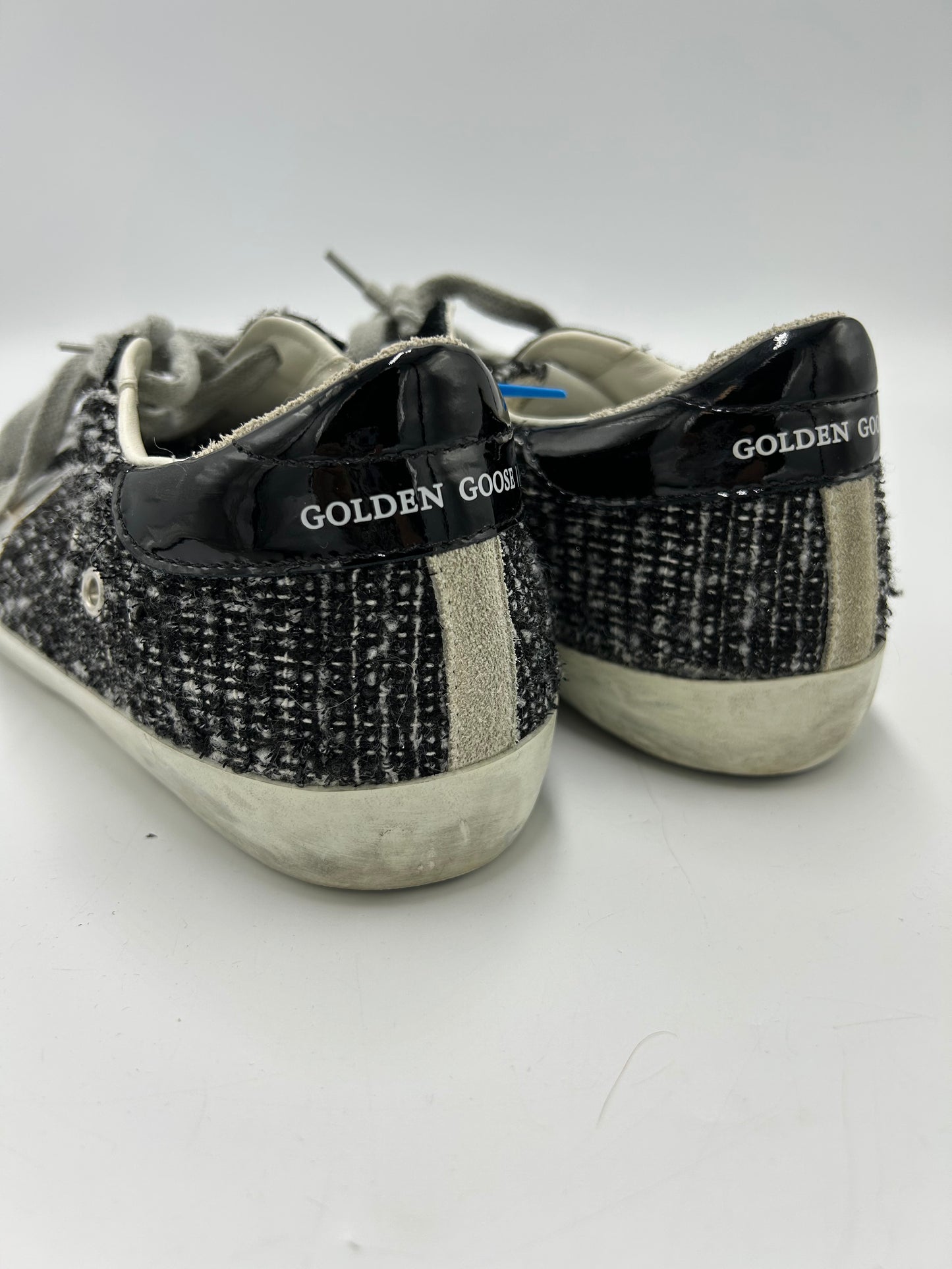 Golden Goose Superstar Boucle Tweed Luxury Sneakers, Size: 6
