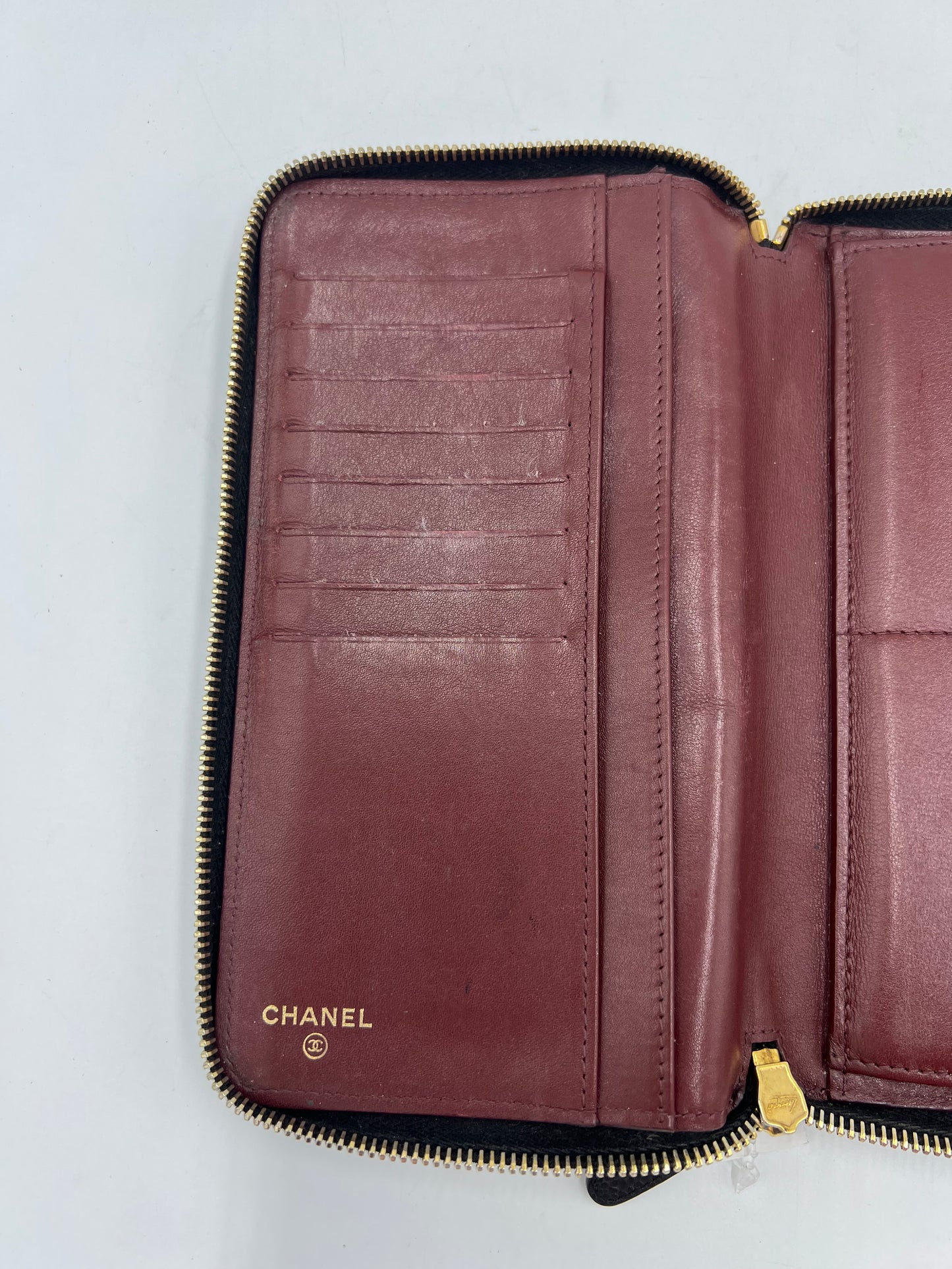 Chanel Zip Around Quilted Caviar Designer Wallet