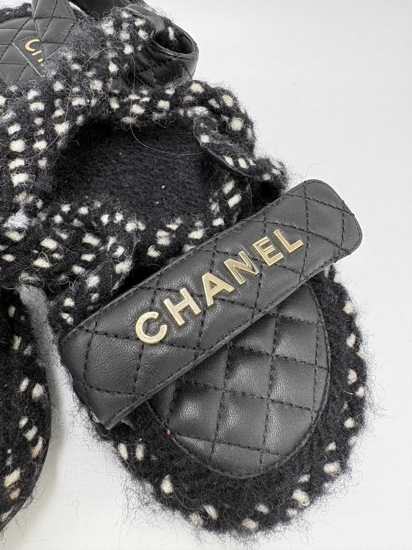 Chanel Cord Lambskin Logo Luxury Sandals, Size: 9 / 39
