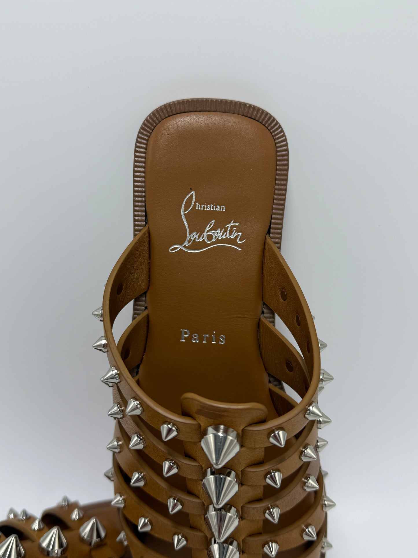 Christian Louboutin Charja Spiked Mule Luxury Sandal, Size: 7.5 (38)