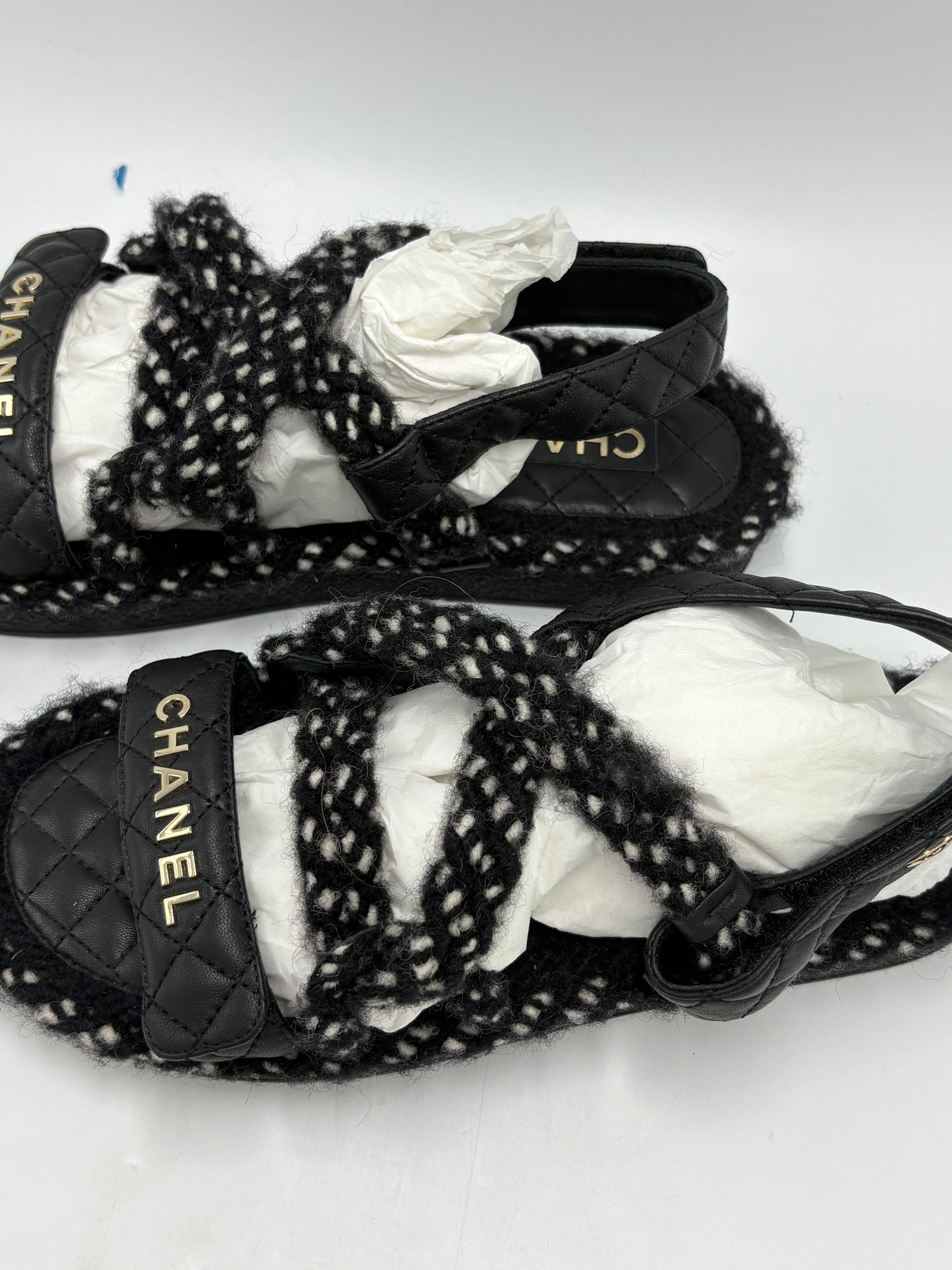 Chanel Cord Lambskin Logo Luxury Sandals, Size: 9 / 39