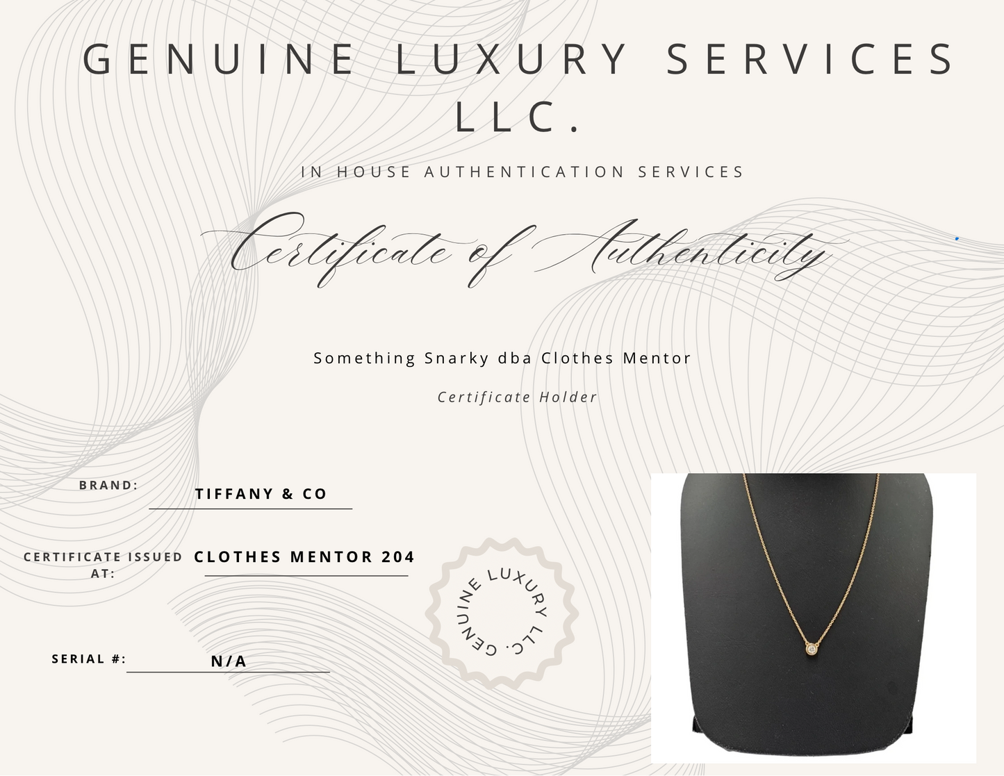 Tiffany & Company Elsa Peretti 18K w/ Diamonds Luxury Necklace