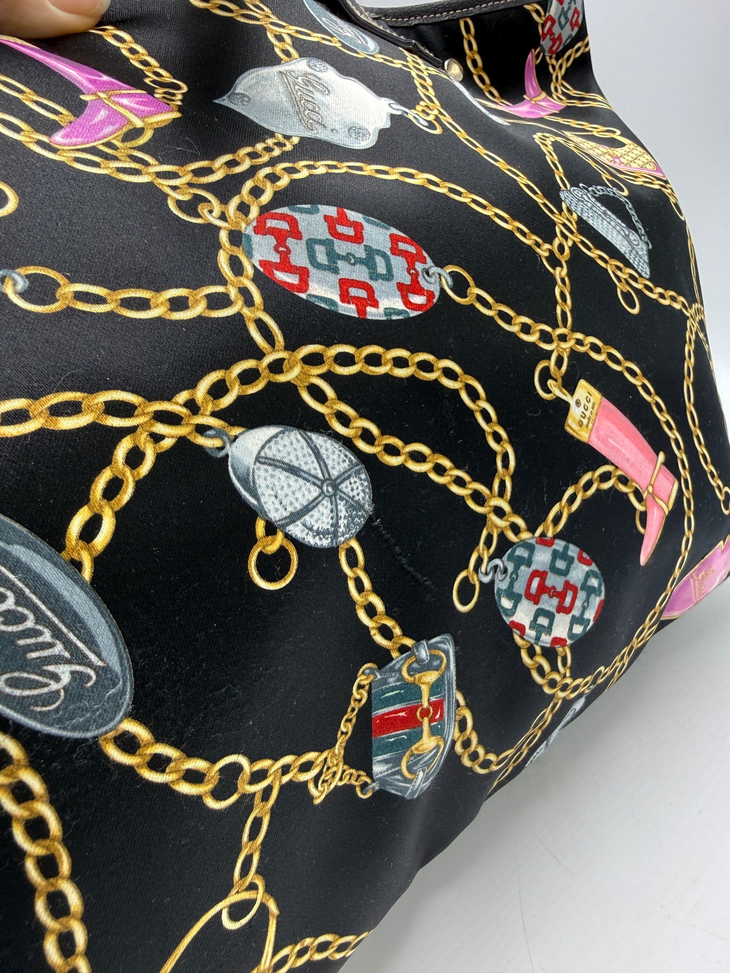 Gucci Satin Charmy Luxury Designer Tote / Handbag