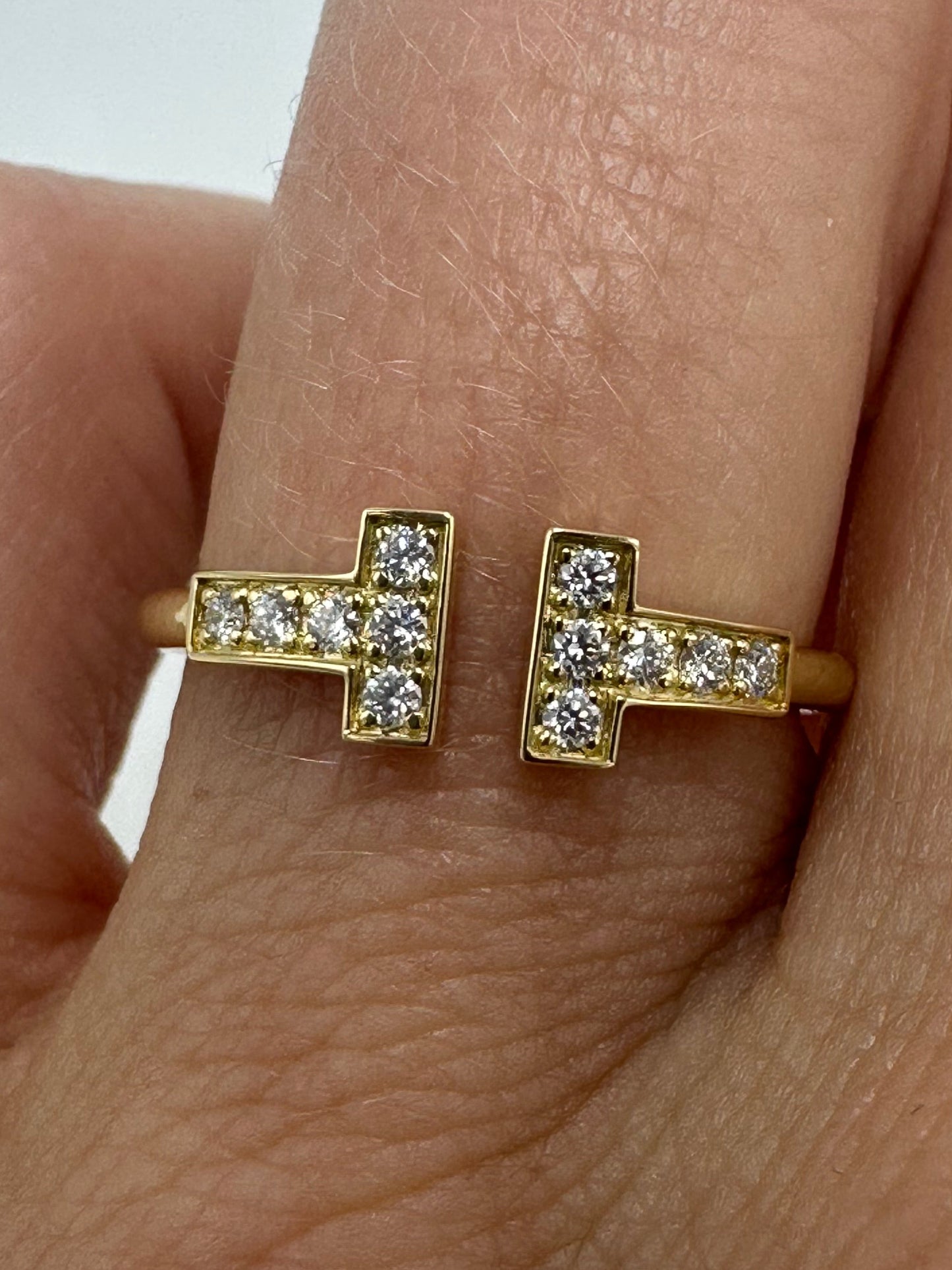 Tiffany & Company 18K T Wire Diamond Luxury Designer Ring, Size: 6.5