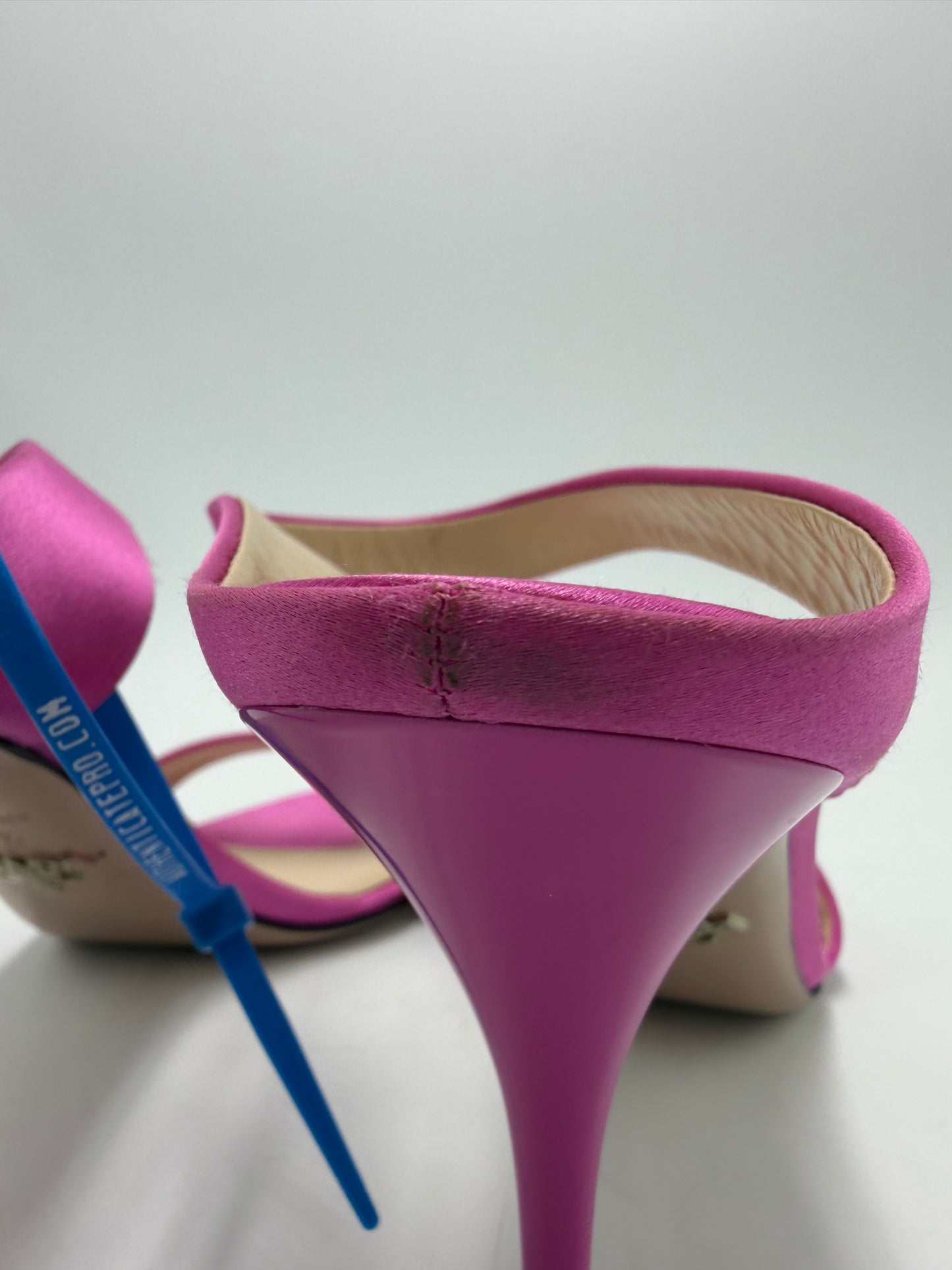Prada Satin Asymmetric High Heel Luxury Shoes, Size: 6.5