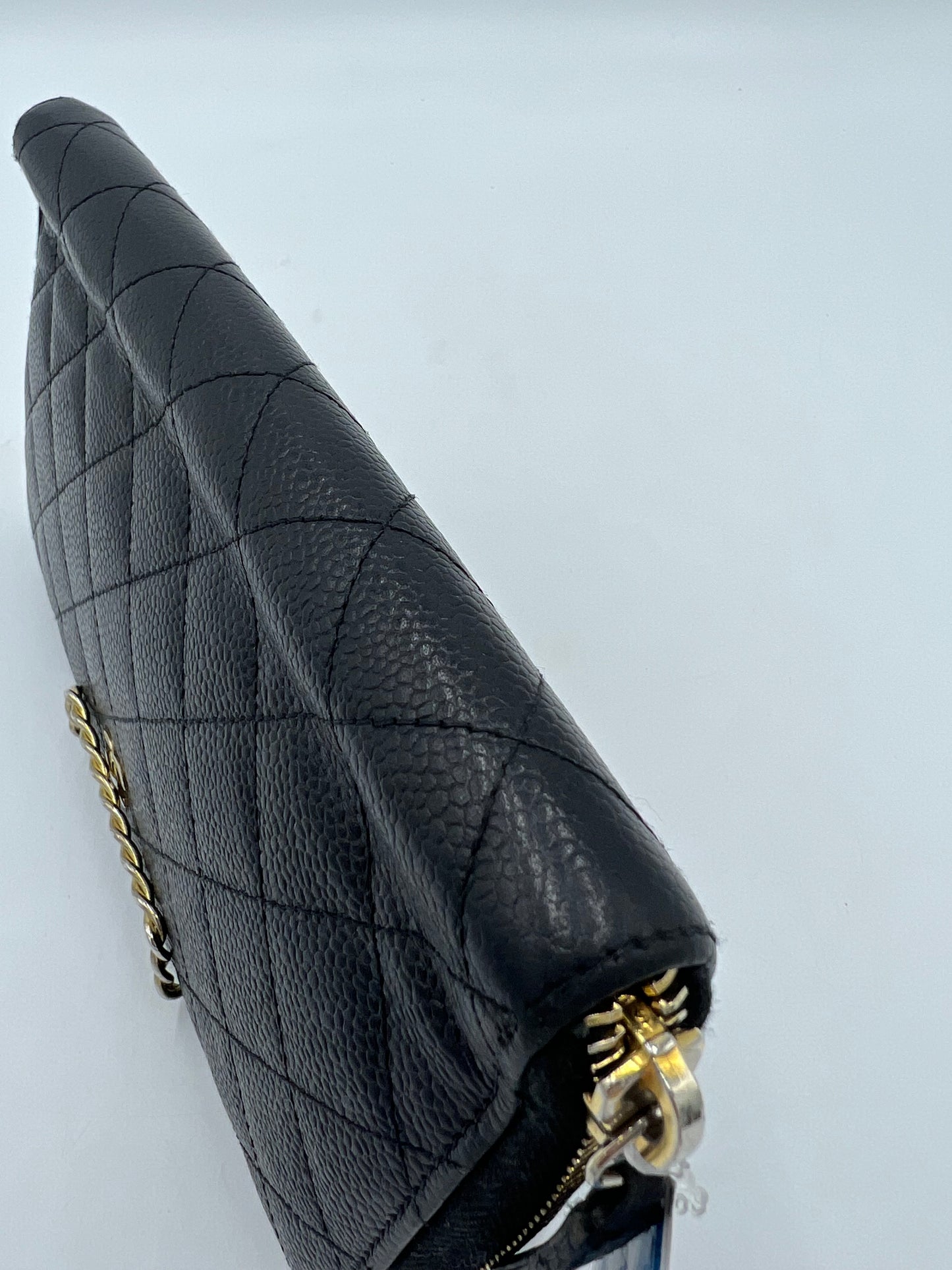 Chanel Zip Around Quilted Caviar Designer Wallet