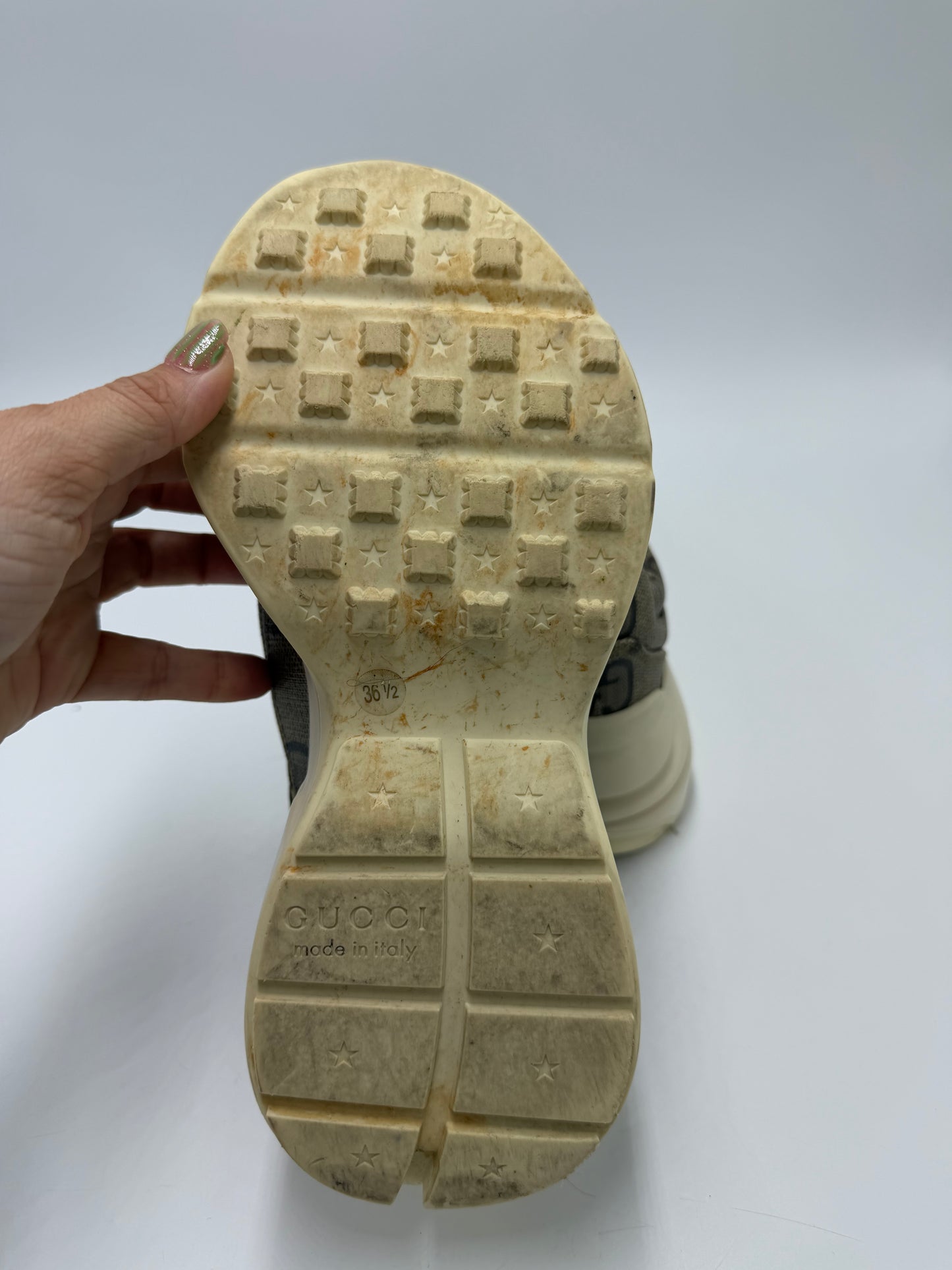 Gucci 100 Rythom GG Luxury Sneakers, Size: 6.5