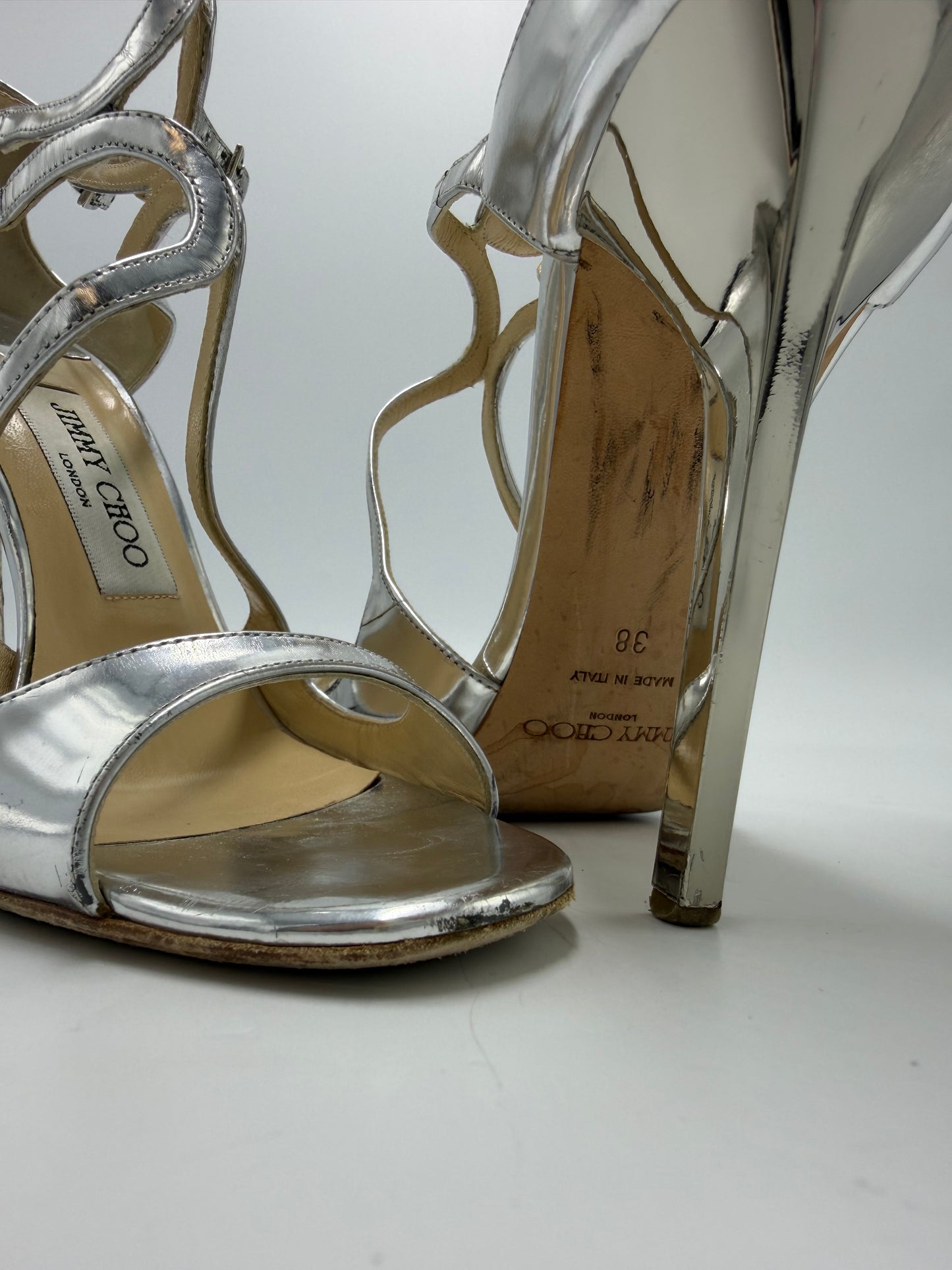 Shoes Luxury Designer By Jimmy Choo In Silver, Size: 8
