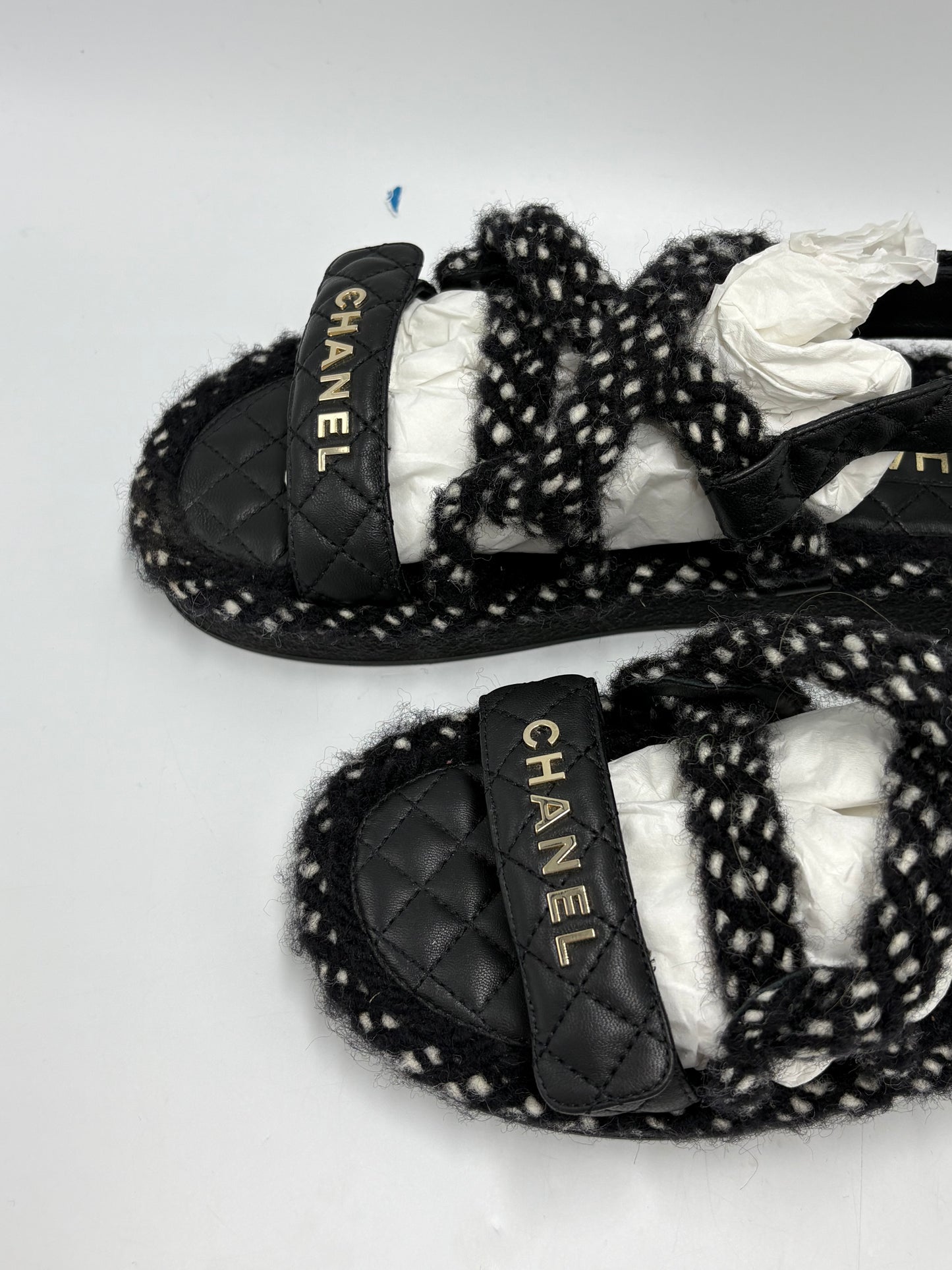 Chanel Cord Lambskin Logo Luxury Sandals, Size: 9 / 39
