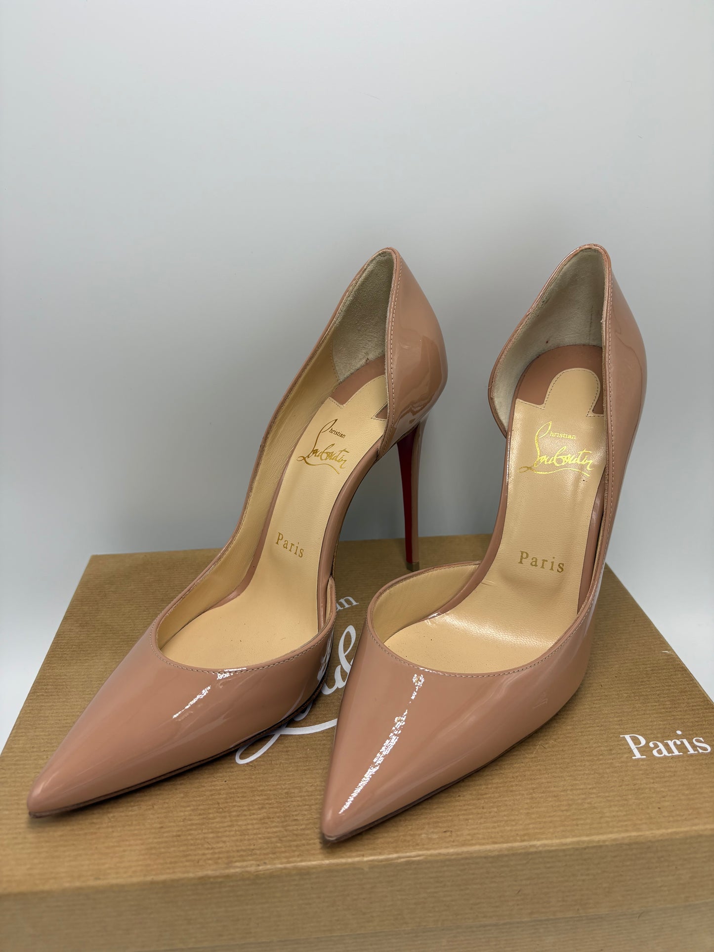 Christian Louboutin Iriza 100 Patent Leather Heels Luxury Designer By Christian Louboutin, Size: 9 / 39