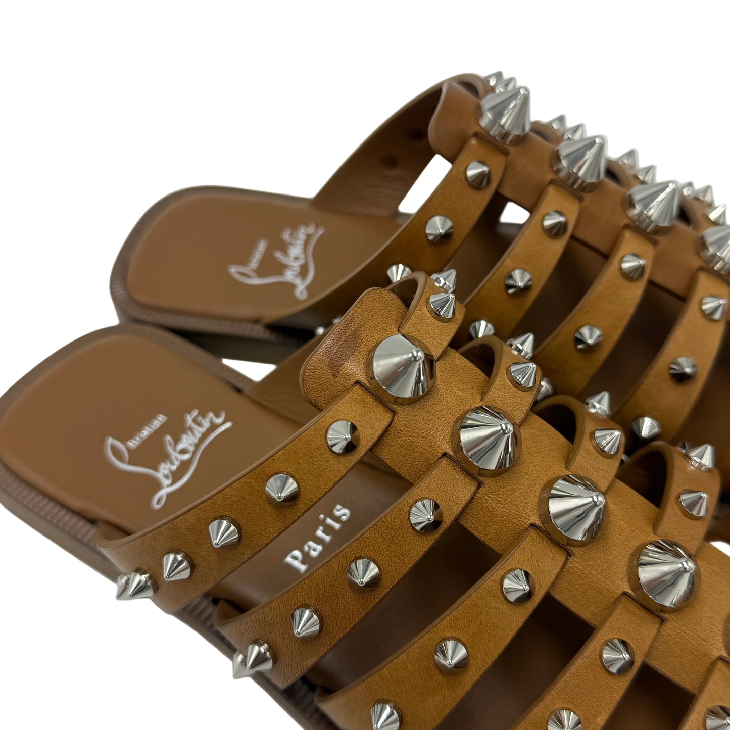 Christian Louboutin Charja Spiked Mule Luxury Sandal, Size: 7.5 (38)