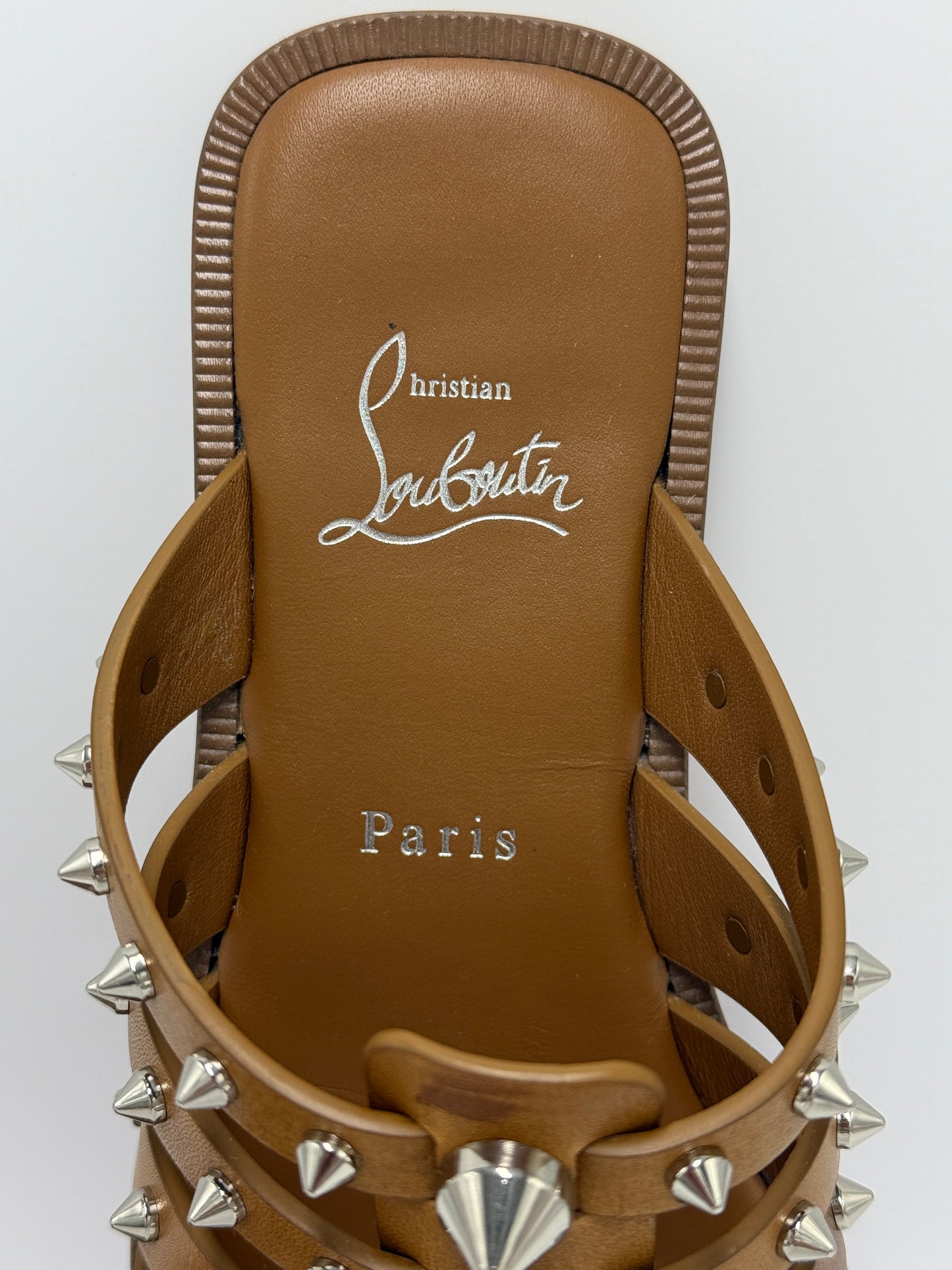 Christian Louboutin Charja Spiked Mule Luxury Sandal, Size: 7.5 (38)