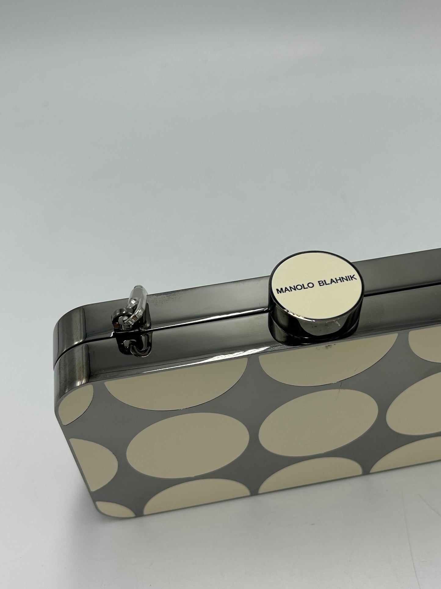 Manolo Blahnik Mina Gunmetal Luxury Designer Clutch Handbag