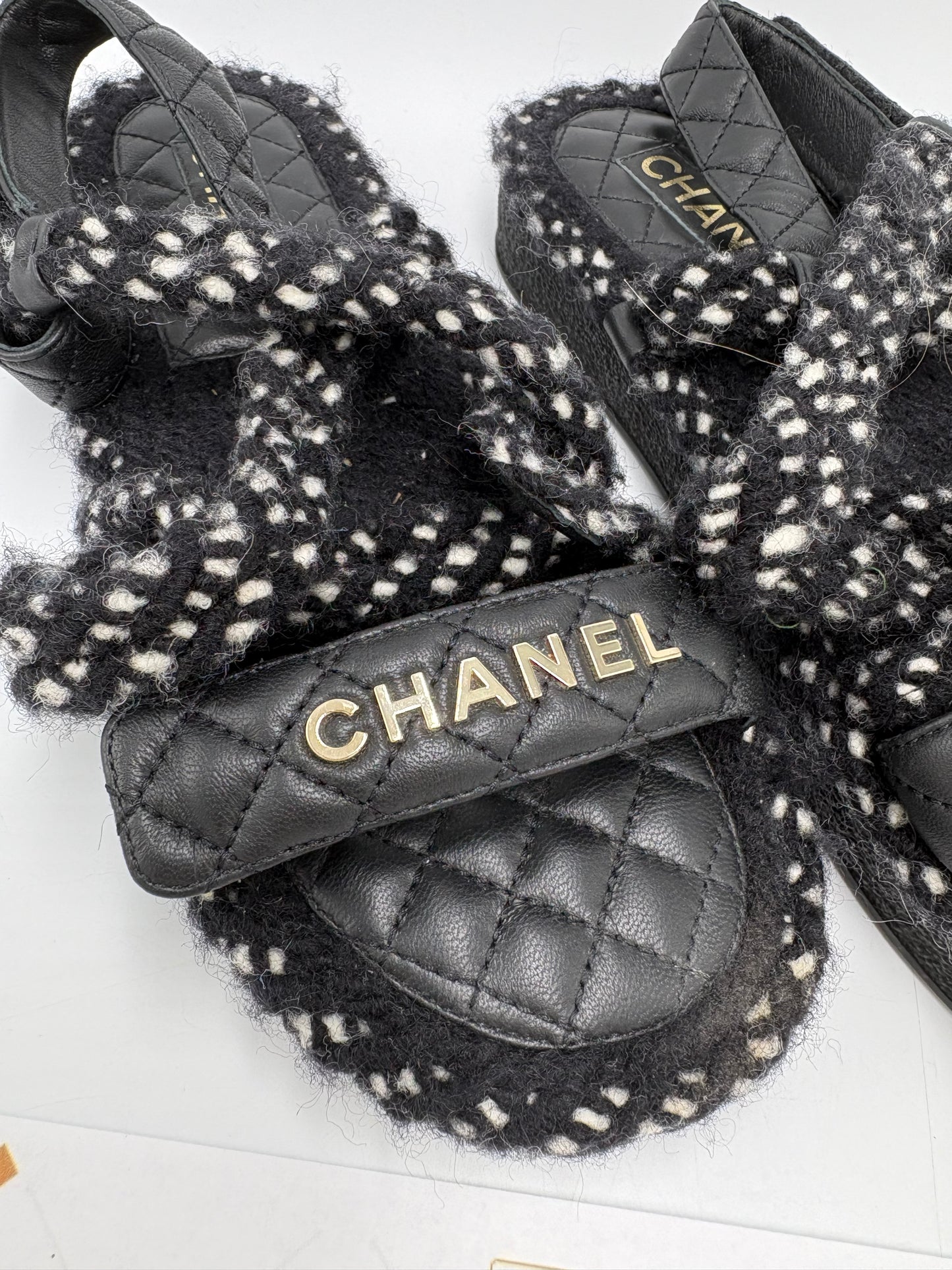 Chanel Cord Lambskin Logo Luxury Sandals, Size: 9 / 39