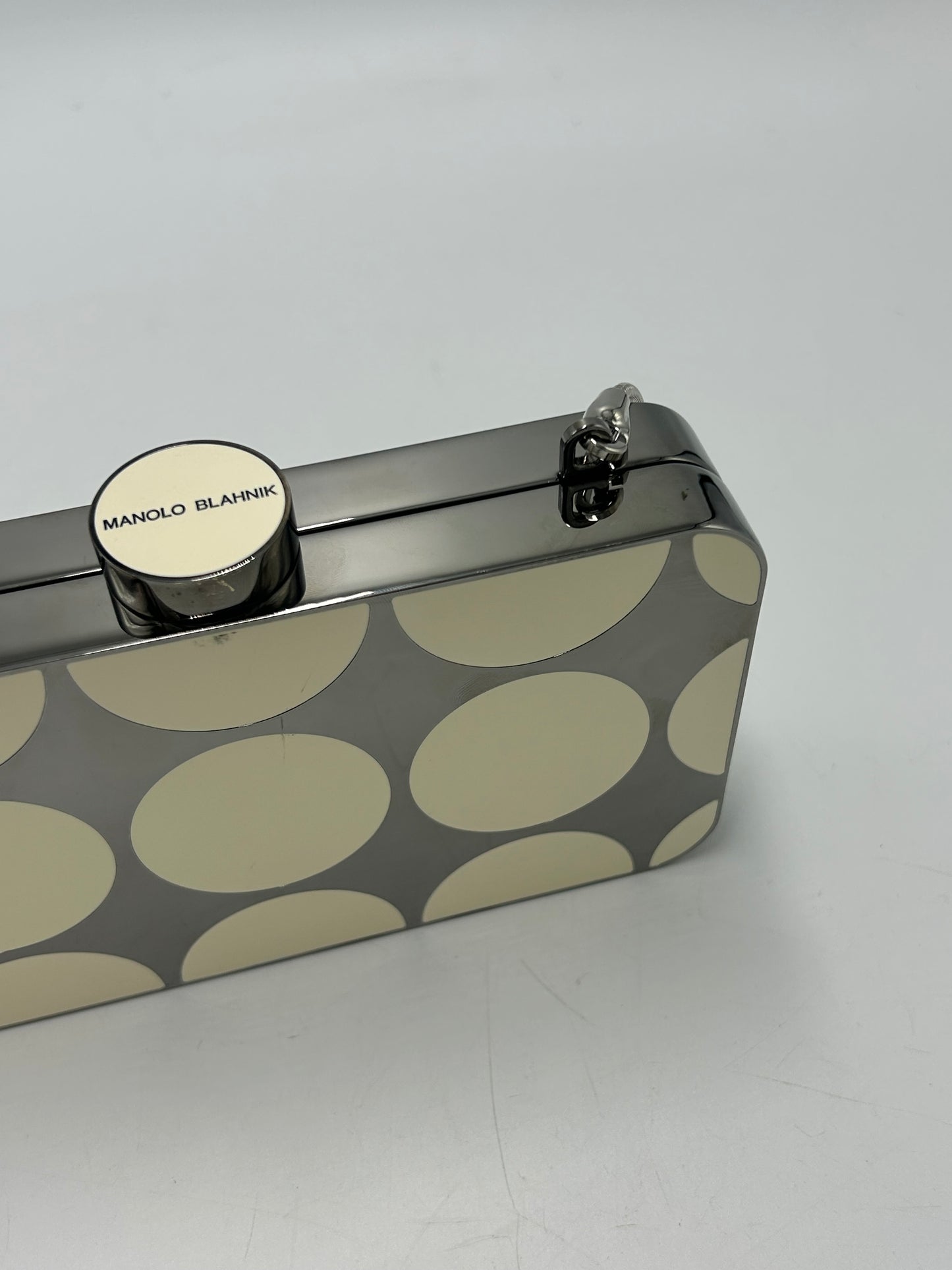 Manolo Blahnik Mina Gunmetal Luxury Designer Clutch Handbag