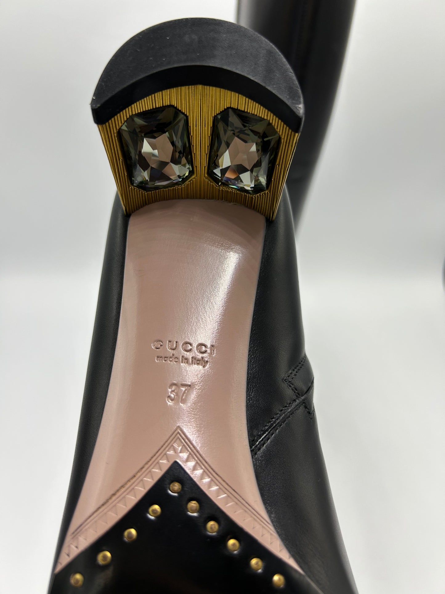 Gucci Arielle x Swarovski Leather Luxury Boots, Size: 7 (37)