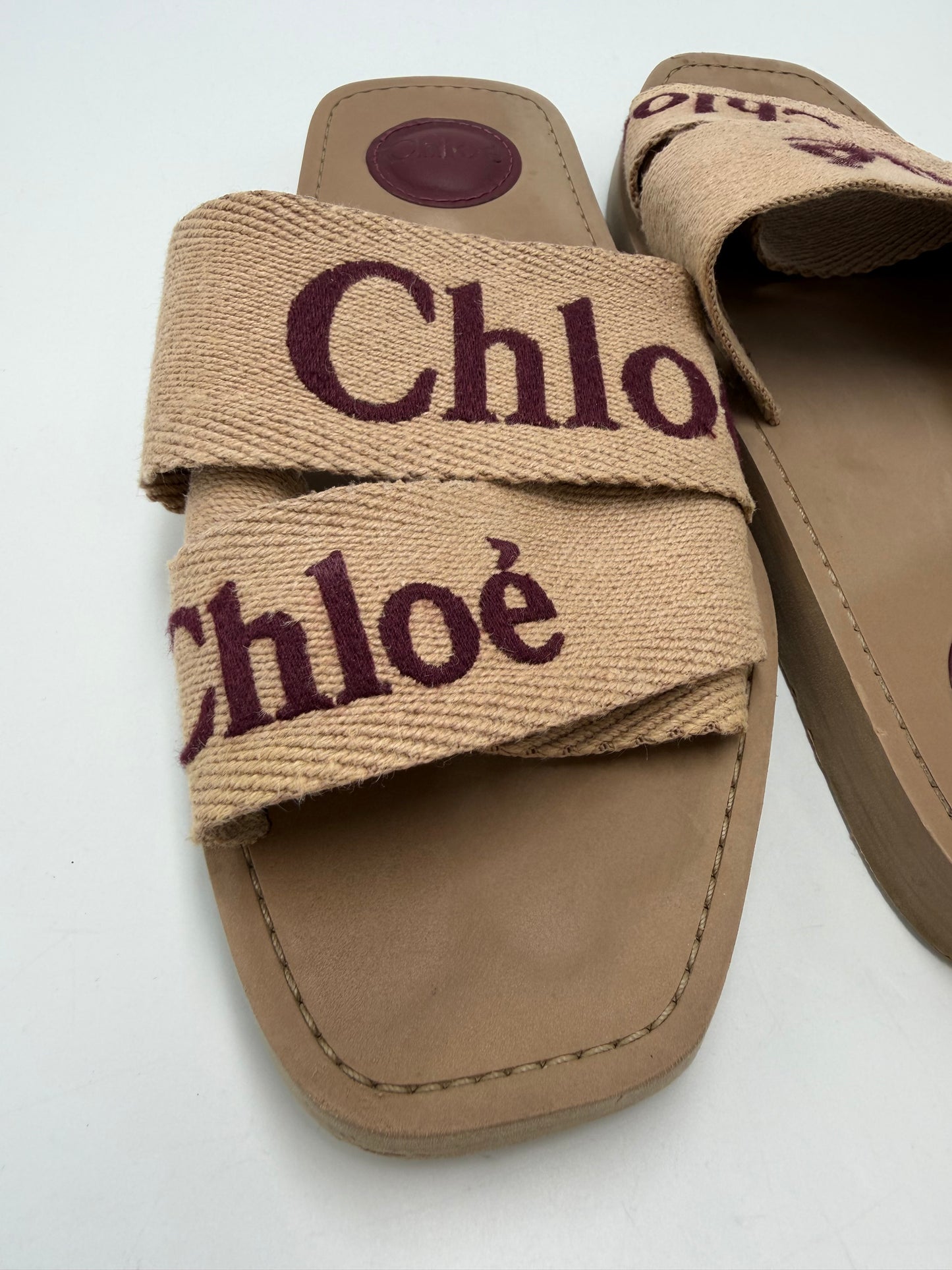 Chloe Woody Flat Slide Luxury Sandal, Size: 7.5 (38)