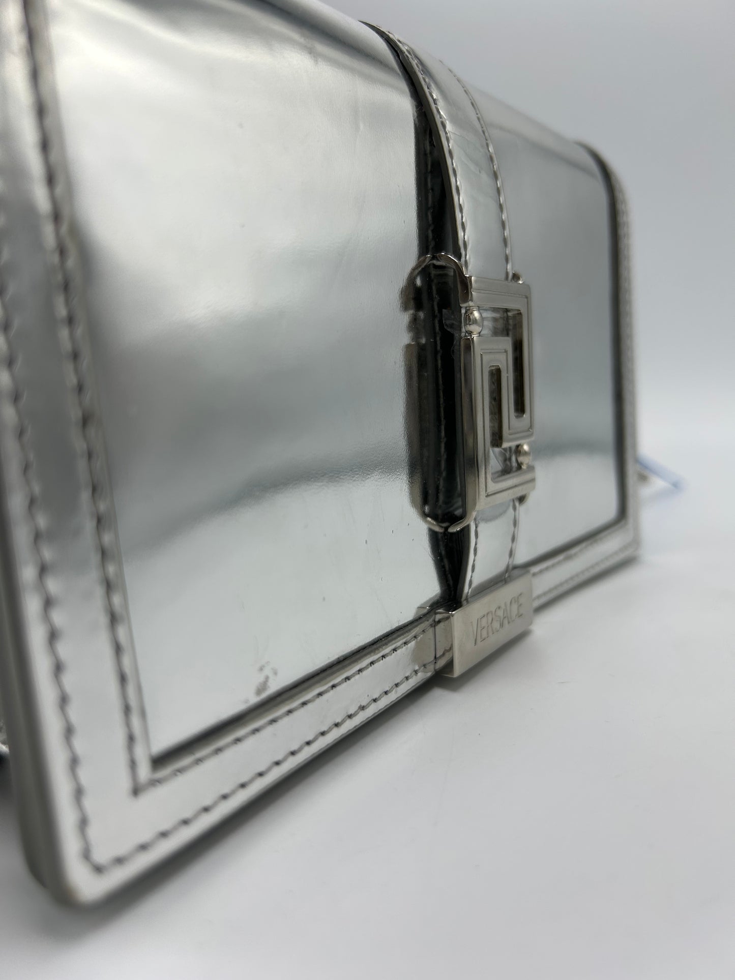 Versace Greca Metallic Luxury Wallet On A Chain