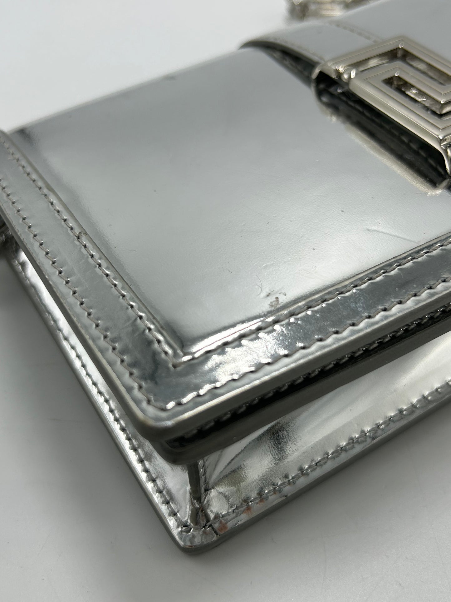 Versace Greca Metallic Luxury Wallet On A Chain