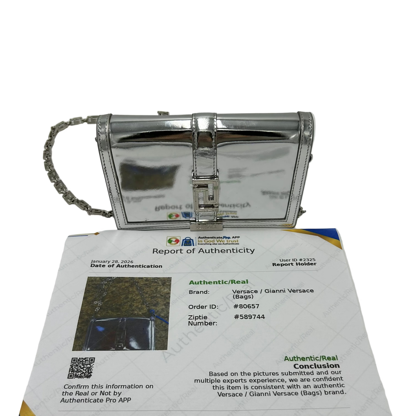 Versace Greca Metallic Luxury Wallet On A Chain