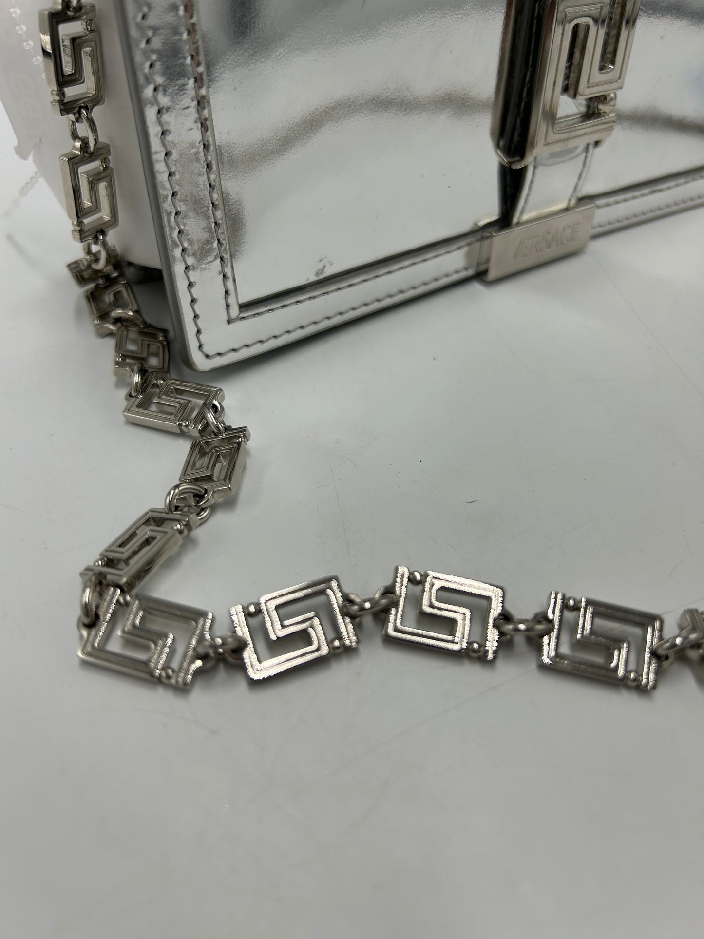 Versace Greca Metallic Luxury Wallet On A Chain